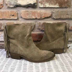 STEVEN Suede Nubuck Fringe Western Slipon Almond Ankle Boots 39